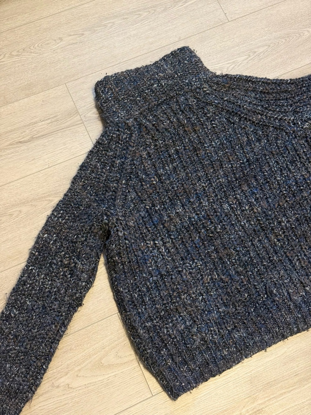 Wilfred Free Wool Alpaca Zip Front Chunky Shaker Knit Sweater Sz.L - Picture 2 of 7